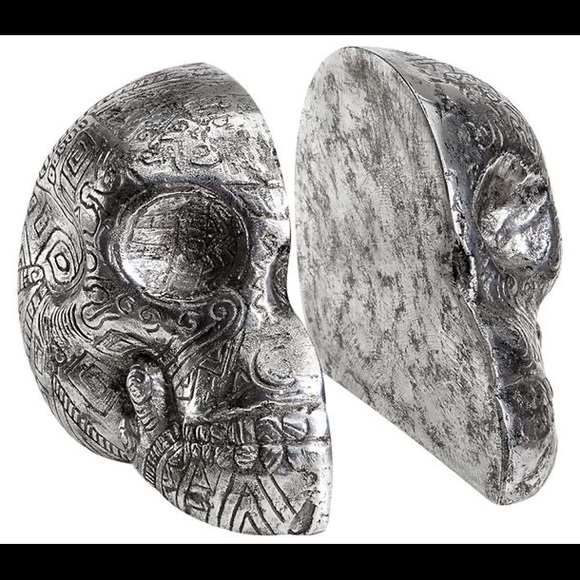 Pottery Barn Teen & Zoe Ziegler Collaboration Metal Split Skull Bookends 💀 - Picture 2 of 11